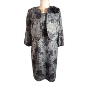 Dressbarn Suit Dress Size 10 Vintage Y2k Dark Academia Tweed Structured Set